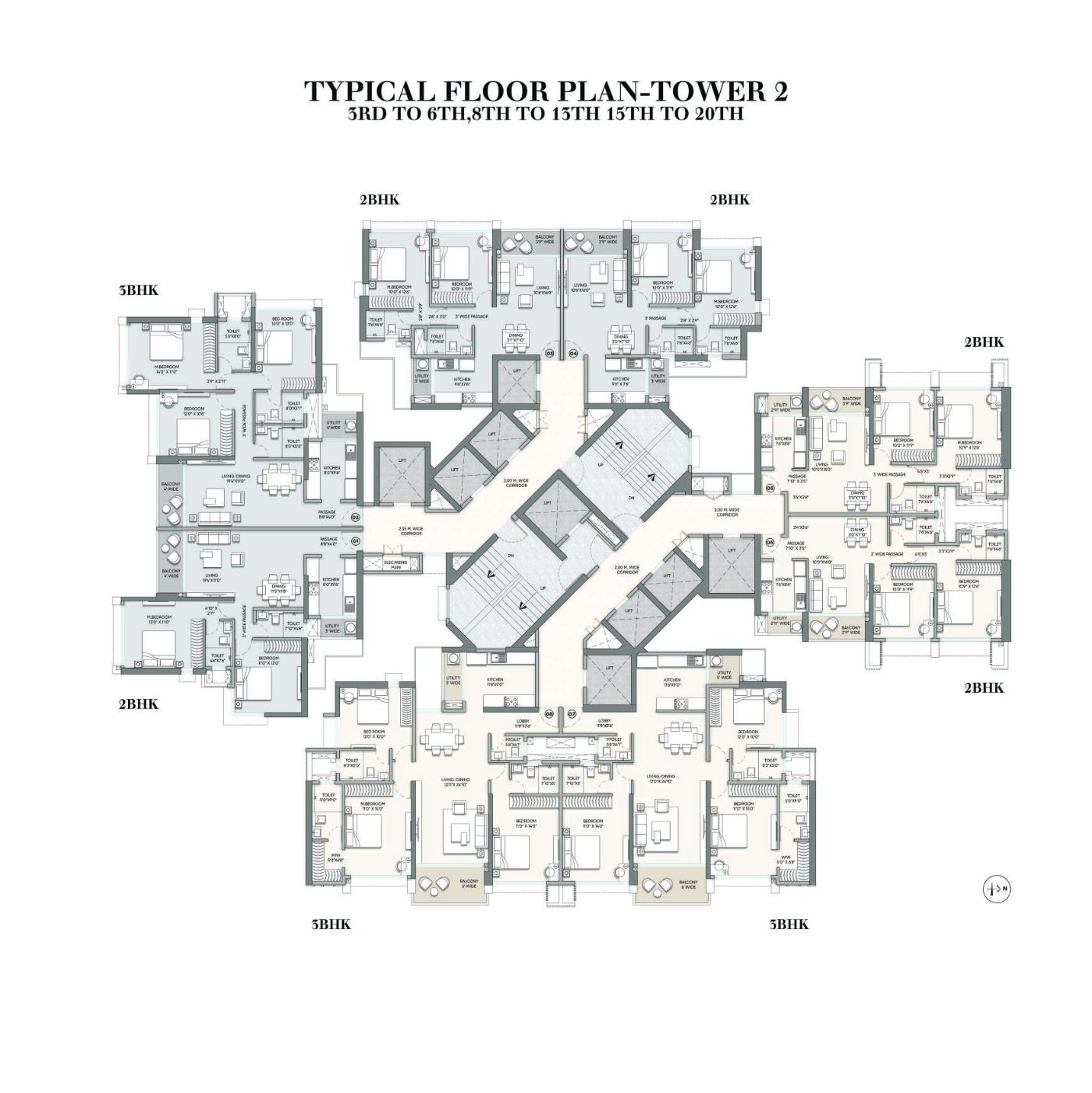 2 BHK typical floor plan