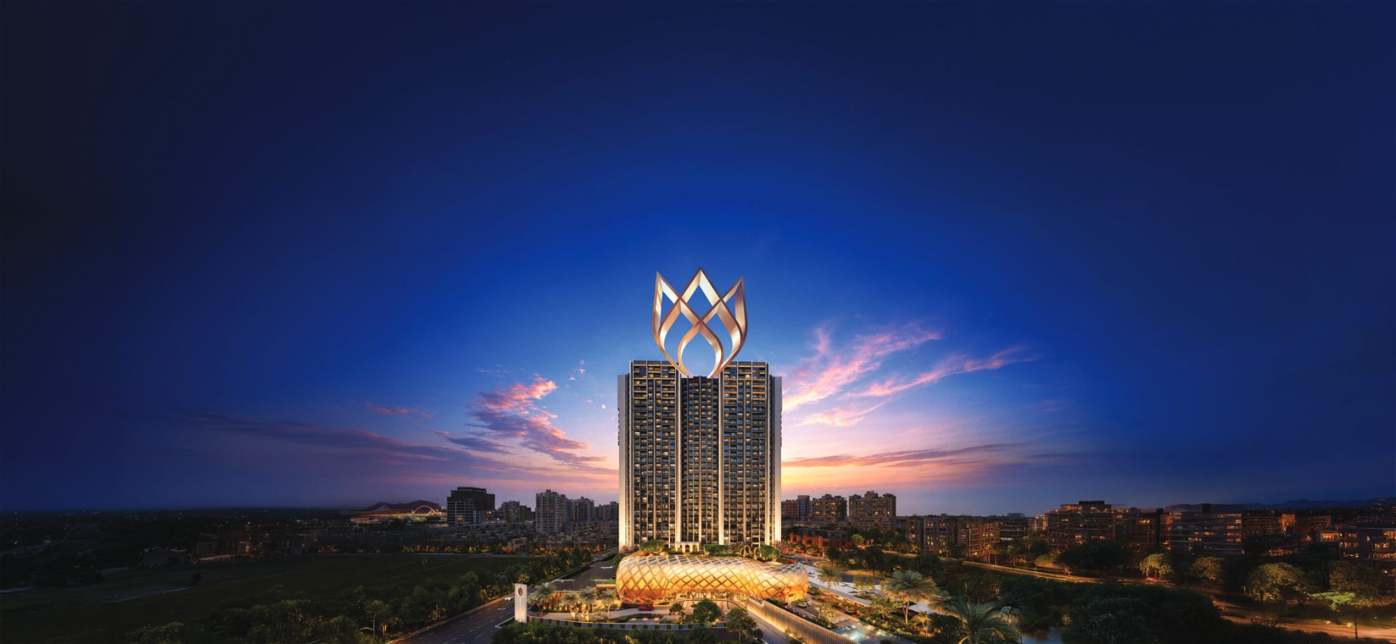 The Address by GS tower at dusk